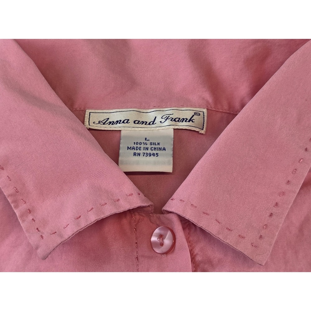 Anna and Frank 90s Pink Silk Button Up Minimalist Casual Luxe Blouse 3/4 Sleeve - Picture 11 of 12